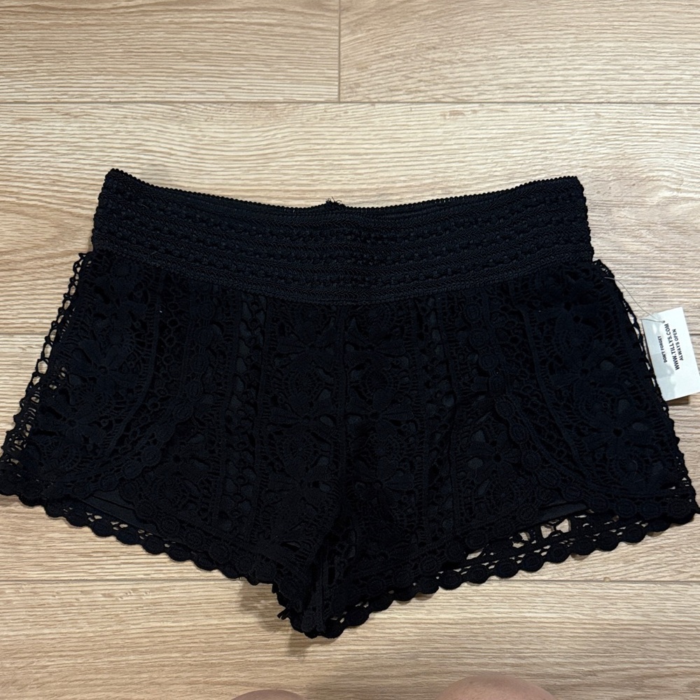 Full Tilt Black CROCHET Dolphin shorts